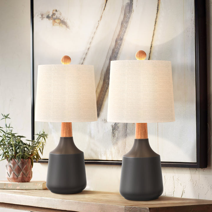 Shimmer 19.75'' Black Ceramic/Metal Table Lamp (Set of 2) #T233