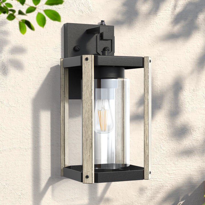 1-Light 13'' Iron And Glass Wall Light With Dusk To Dawn #7051