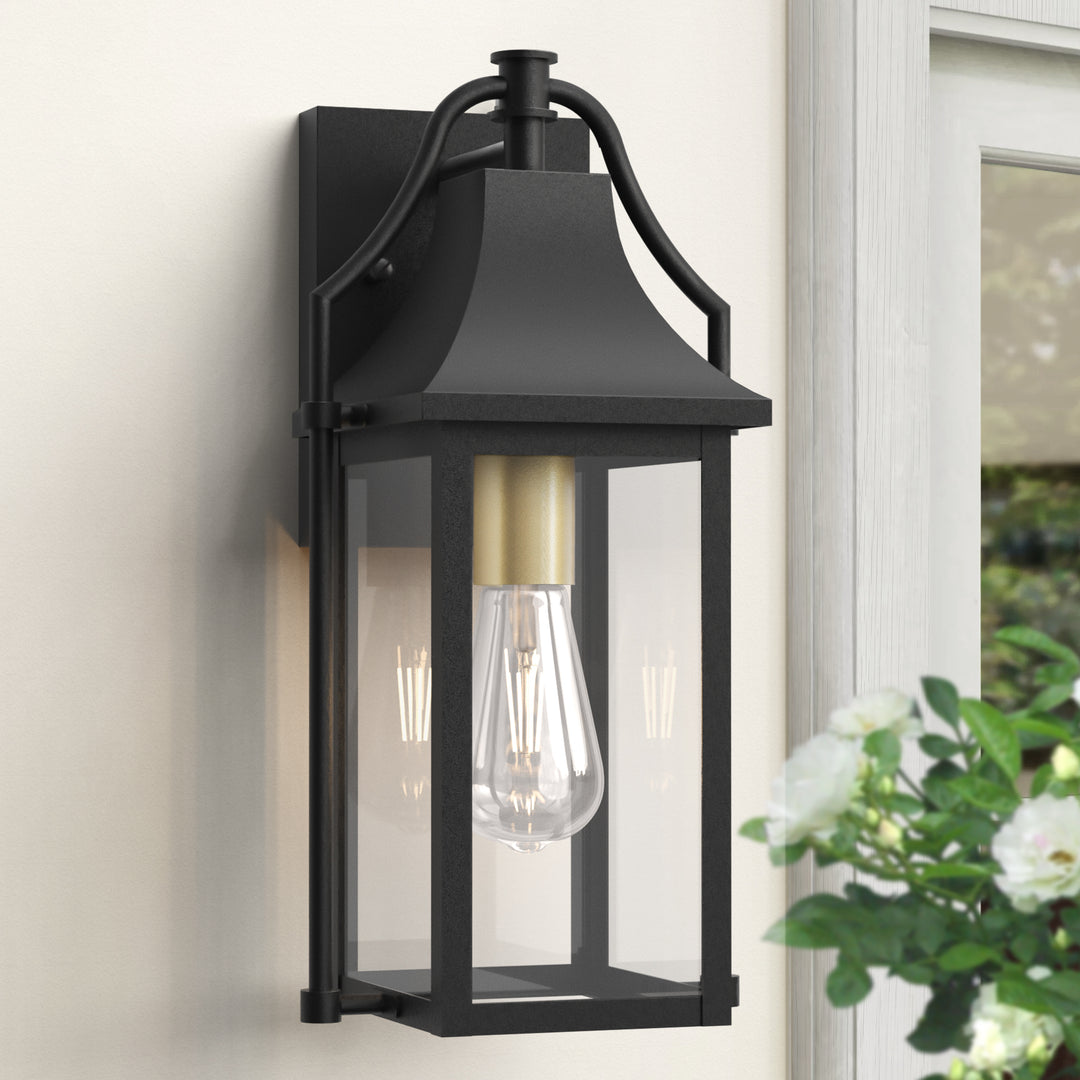 Lawyettle 25" Dusk to Dawn Outdoor Wall Light, Large Waterproof Exterior Lantern with Glass, Modern Black Wall Sconce for Porch, Patio, Front Door #7009