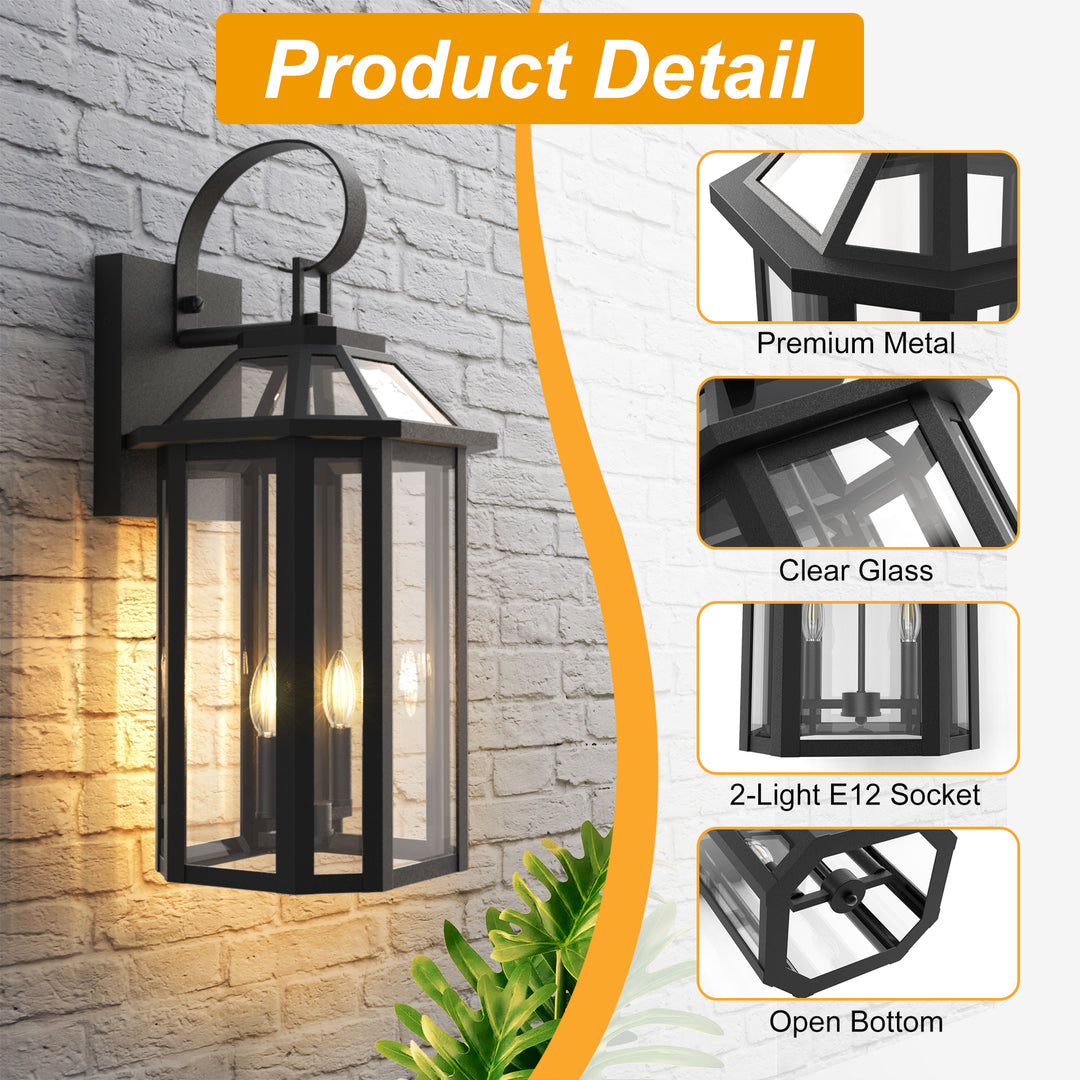 Solstice Matte Black Outdoor Wall Lantern With Tempered Glass #7065