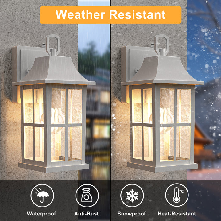 1-Light 12.5'' Lron And Hammered Glass Outdoor Wall Lantern With Dusk To Dawn #7052