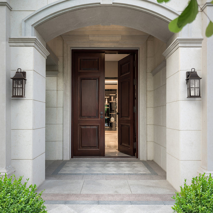 1-Light 12.5'' Lron And Hammered Glass Outdoor Wall Lantern With Dusk To Dawn #7052