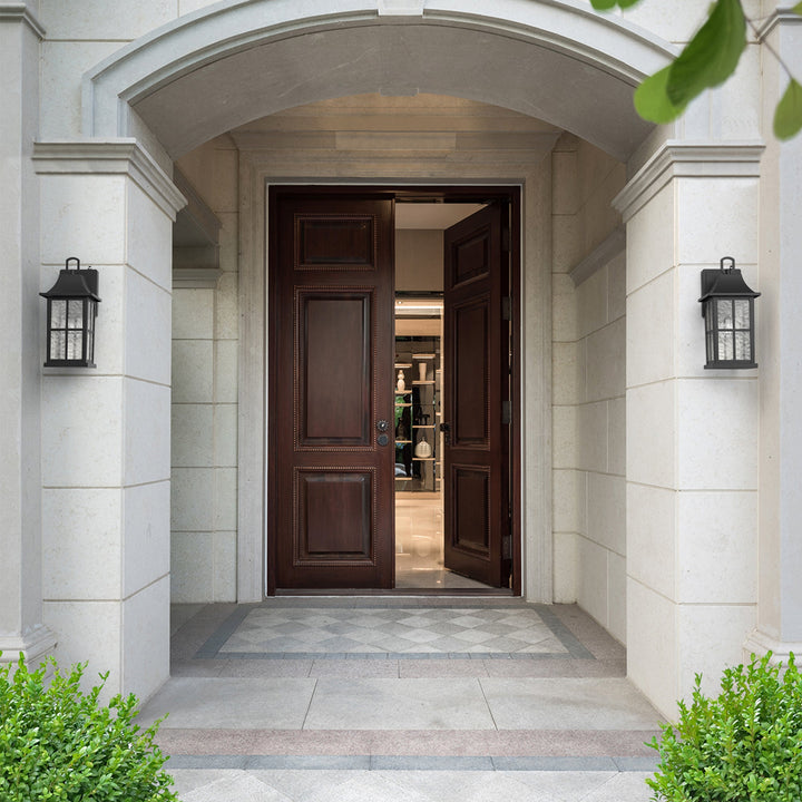 1-Light 12.5'' Lron And Hammered Glass Outdoor Wall Lantern With Dusk To Dawn #7052