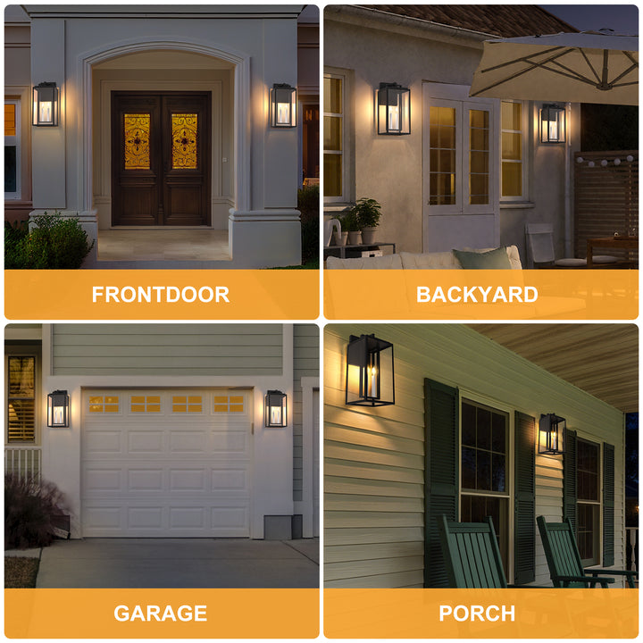 Large Outdoor Wall Lights, 18IN Modern Exterior Lighting Fixtures with White E12 Base, Wall Mount Lantern Waterproof Outside Sconce for House Porch Patio Yard Front Door #7067-2BK