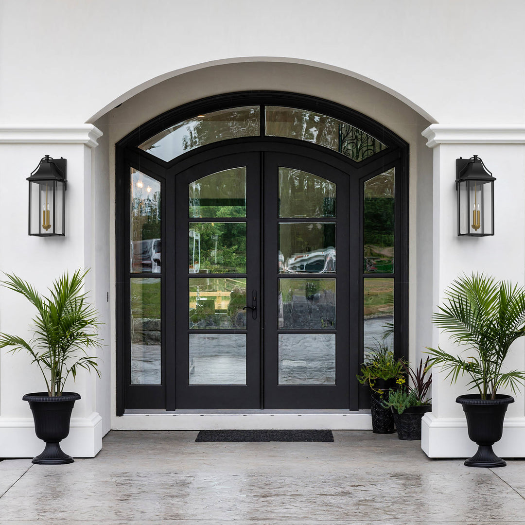 Lawyettle 25" Dusk to Dawn Outdoor Wall Light, Large Waterproof Exterior Lantern with Glass, Modern Black Wall Sconce for Porch, Patio, Front Door #7009