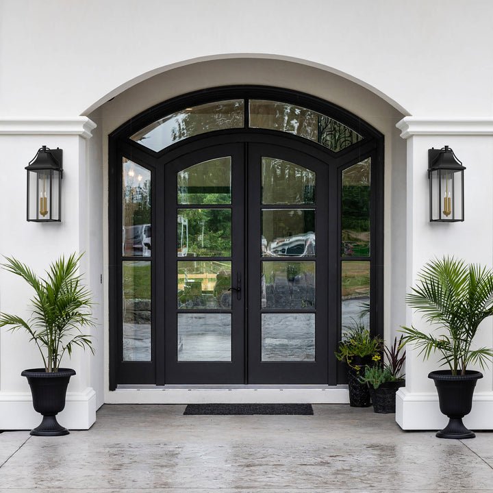 Lawyettle 25" Dusk to Dawn Outdoor Wall Light, Large Waterproof Exterior Lantern with Glass, Modern Black Wall Sconce for Porch, Patio, Front Door #7009