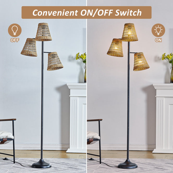 72.25'' Traditional Rattan Tree Floor Lamp