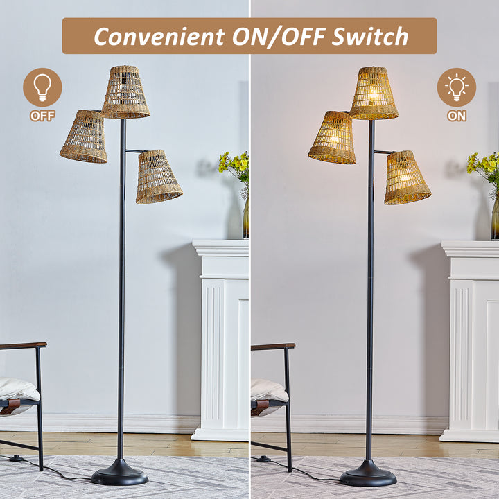 72.25'' Traditional Rattan Tree Floor Lamp