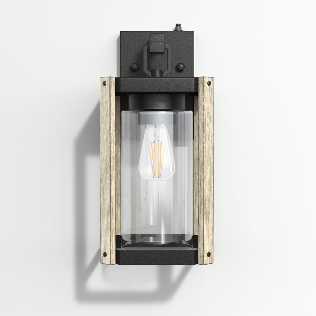 1-Light 13'' Iron And Glass Wall Light With Dusk To Dawn #7051