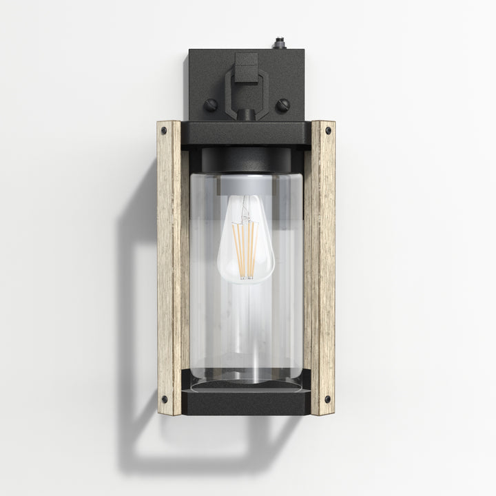 1-Light 13'' Iron And Glass Wall Light With Dusk To Dawn #7051
