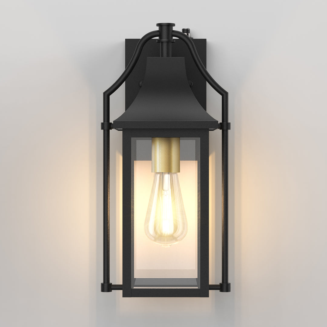 Lawyettle 25" Dusk to Dawn Outdoor Wall Light, Large Waterproof Exterior Lantern with Glass, Modern Black Wall Sconce for Porch, Patio, Front Door #7009