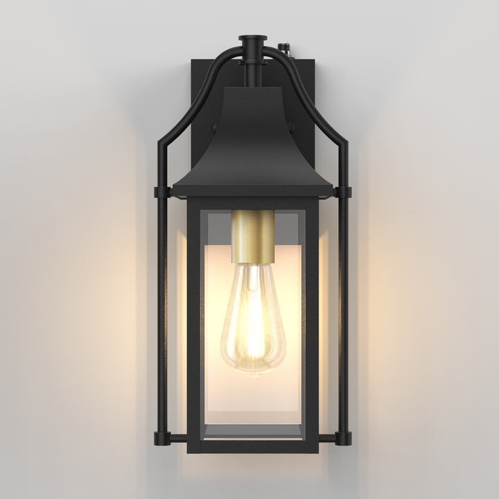 Lawyettle 25" Dusk to Dawn Outdoor Wall Light, Large Waterproof Exterior Lantern with Glass, Modern Black Wall Sconce for Porch, Patio, Front Door #7009