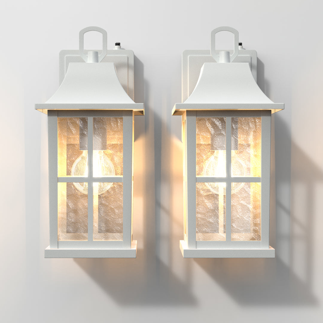 1-Light 12.5'' Lron And Hammered Glass Outdoor Wall Lantern With Dusk To Dawn #7052