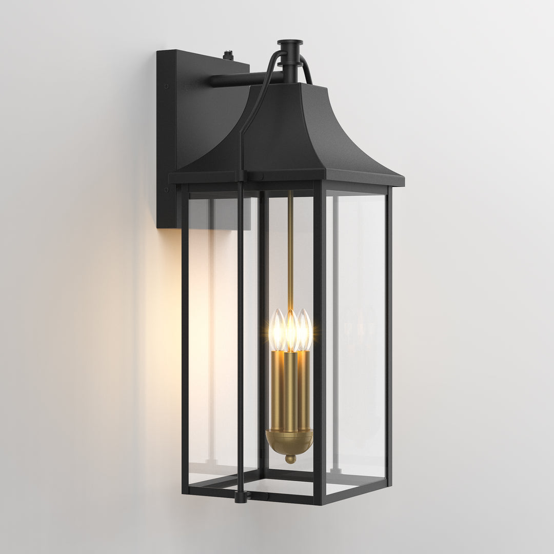 Lawyettle 25" Dusk to Dawn Outdoor Wall Light, Large Waterproof Exterior Lantern with Glass, Modern Black Wall Sconce for Porch, Patio, Front Door #7009