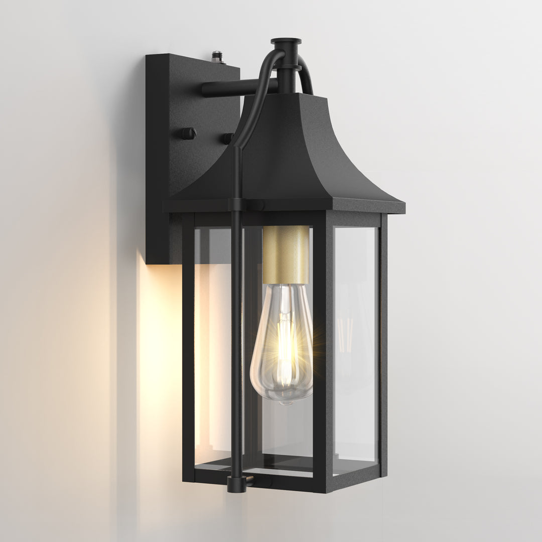 Lawyettle 25" Dusk to Dawn Outdoor Wall Light, Large Waterproof Exterior Lantern with Glass, Modern Black Wall Sconce for Porch, Patio, Front Door #7009