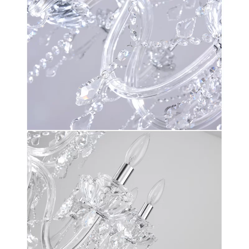 18 Light Electroplated Chrome Glass Crystal Classic/traditional Chandelier For Living Room/bedroom #MX17020-18-P