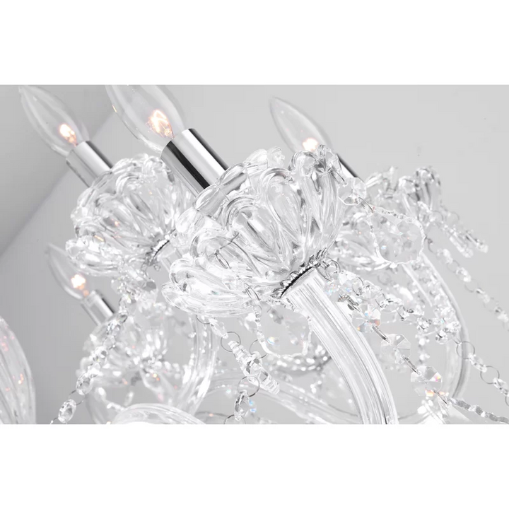 18 Light Electroplated Chrome Glass Crystal Classic/traditional Chandelier For Living Room/bedroom #MX17020-18-P