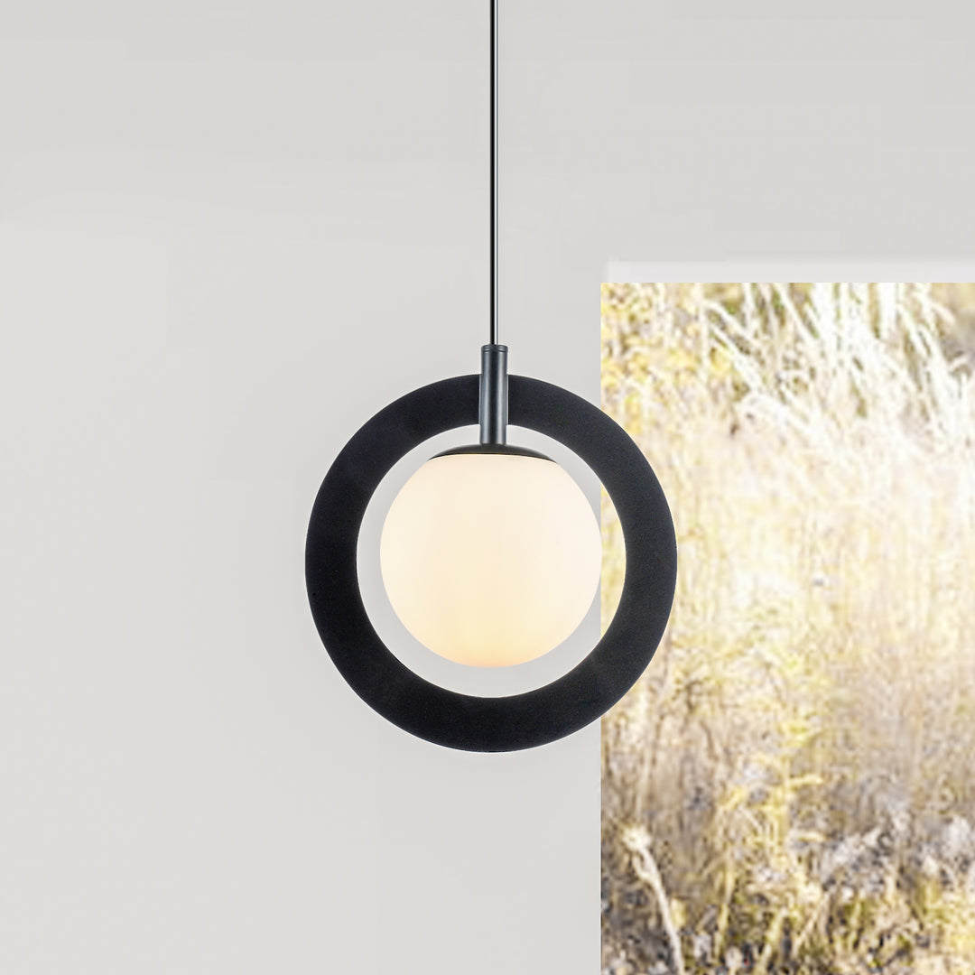 Maxax 1 - Light Single Globe Pendant with Wrought Iron Accents #MX5014