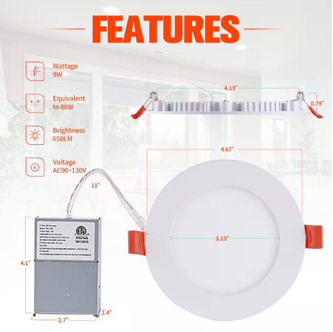 4 in. Canless Ultra-Thin 9-Watt CCT 5000K Remodel Integrated LED Recessed Light Kit (6-Pack) #MX4-9RD50-6PK