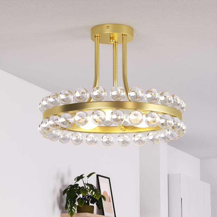 Brilliance 16'' 3 - Light Crystal Ball Flush Mount #29017
