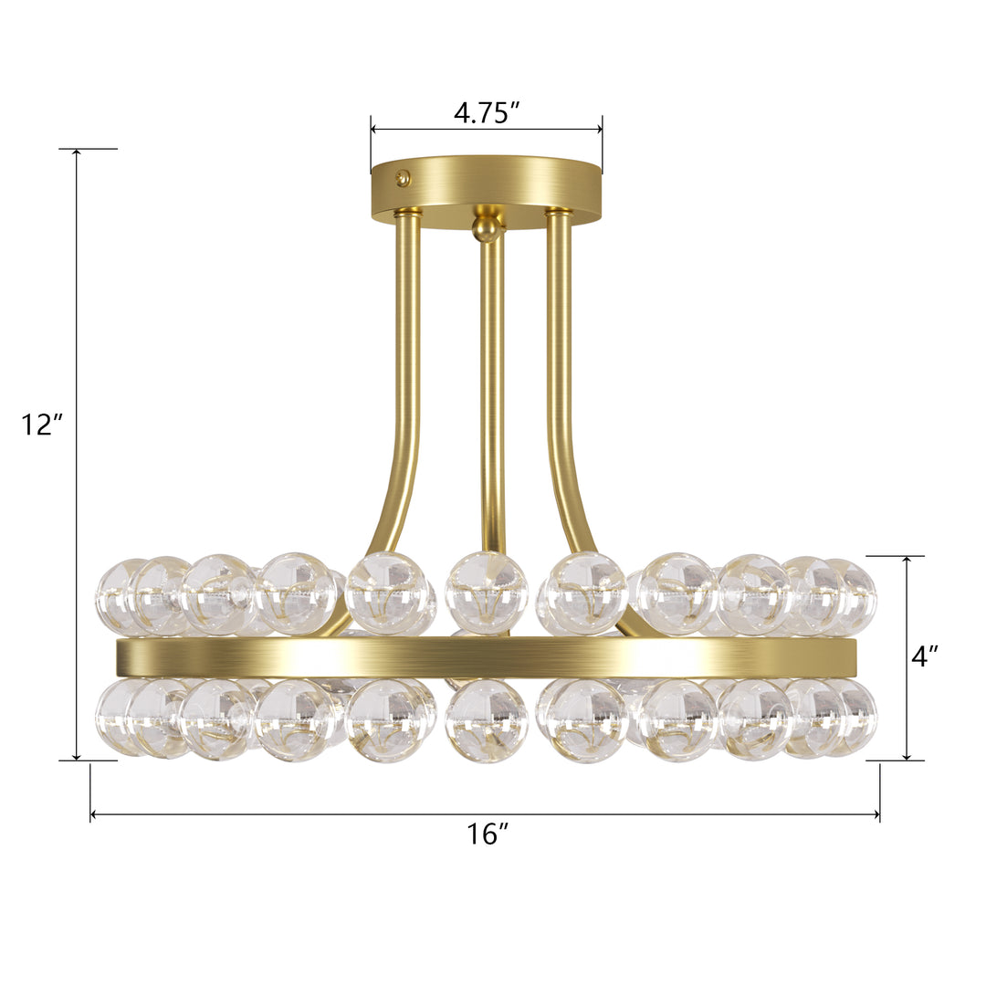 Brilliance 16'' 3 - Light Crystal Ball Flush Mount #29017