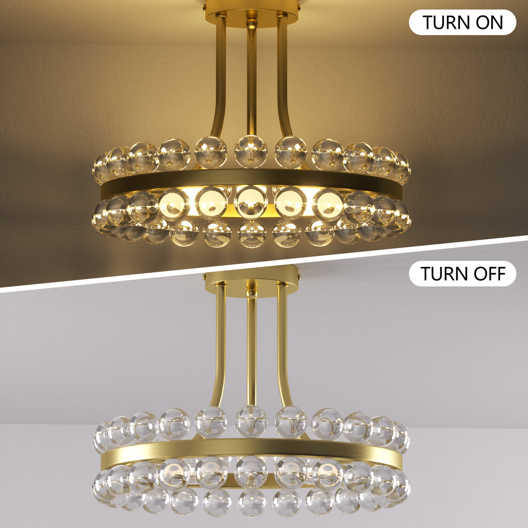 Brilliance 16'' 3 - Light Crystal Ball Flush Mount #29017