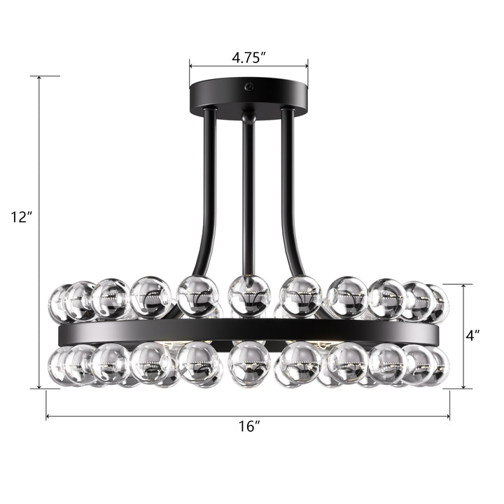 Brilliance 16'' 3 - Light Crystal Ball Flush Mount #29017
