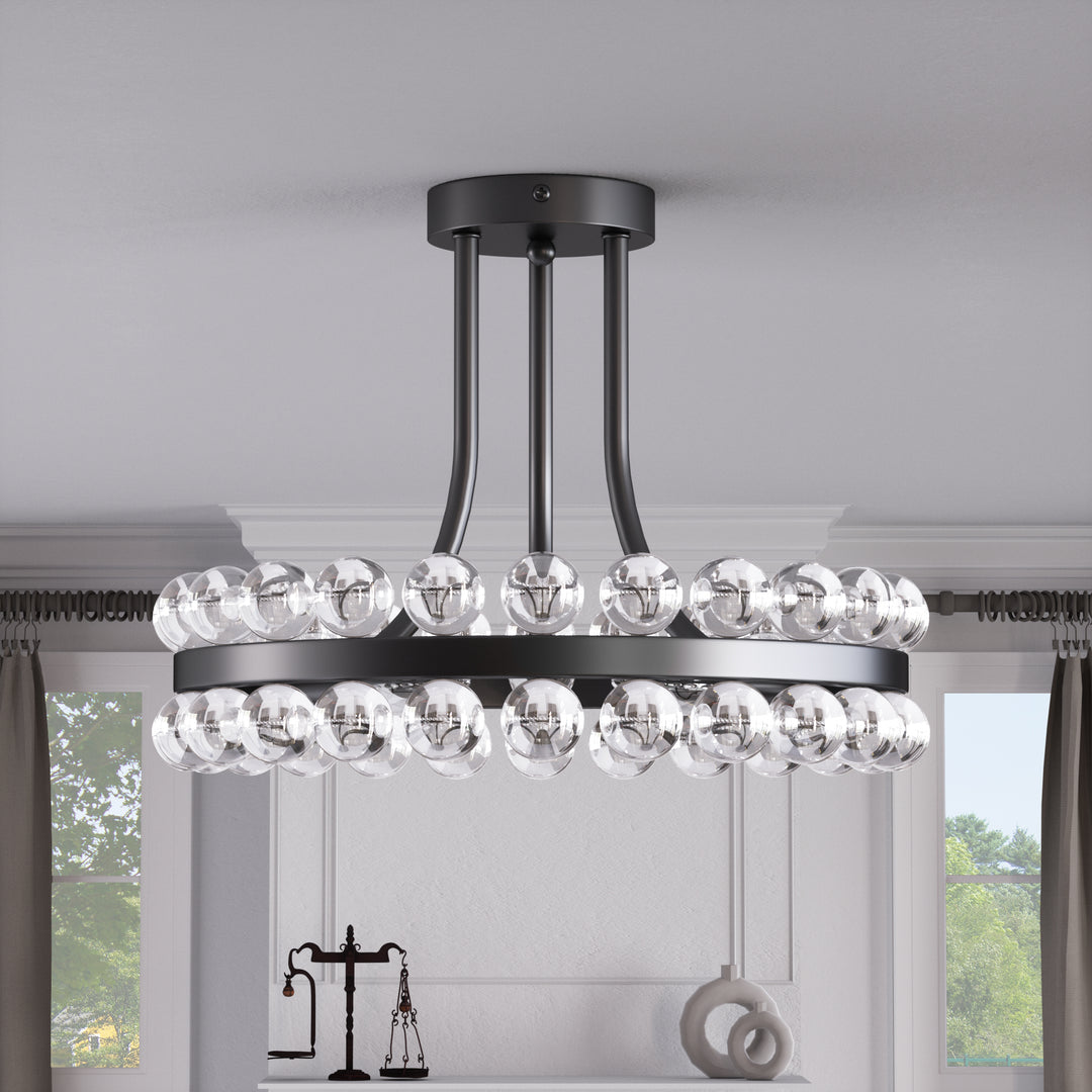 Brilliance 16'' 3 - Light Crystal Ball Flush Mount #29017