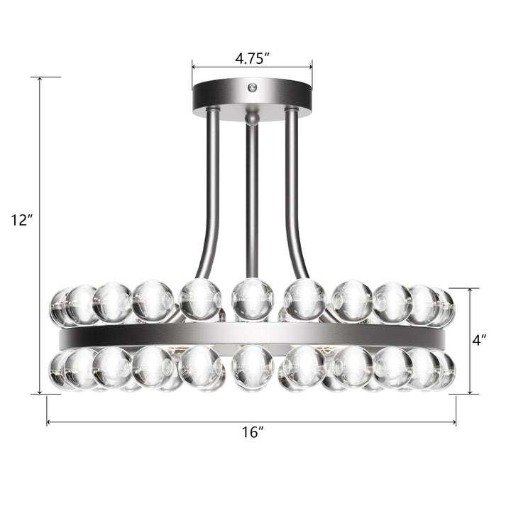 Brilliance 16'' 3 - Light Crystal Ball Flush Mount #29017