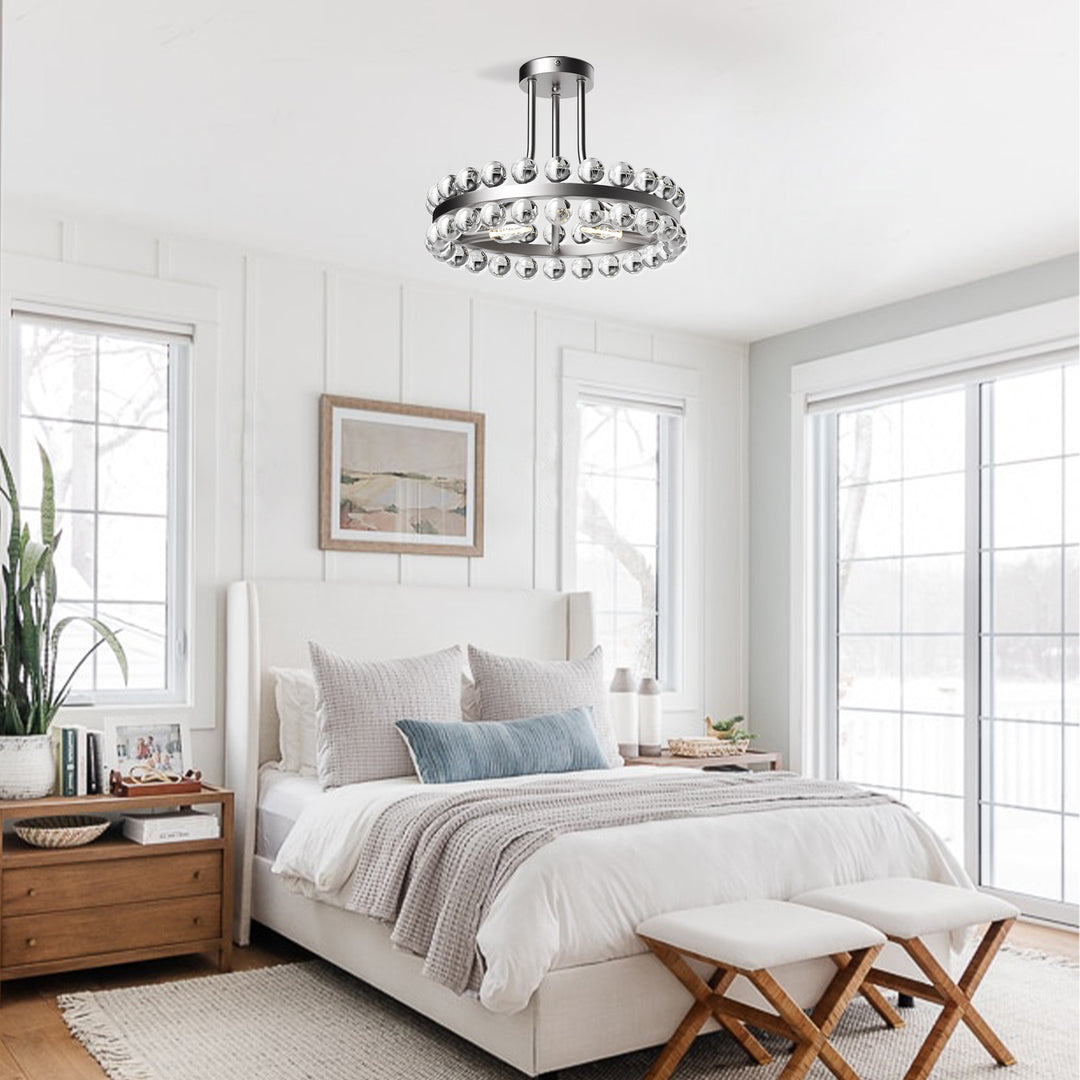 Brilliance 16'' 3 - Light Crystal Ball Flush Mount #29017