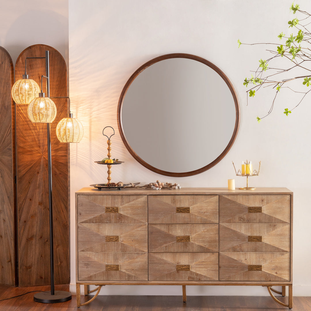 Clarity Walnut Round Mirror with Deep Frame #25021-WB