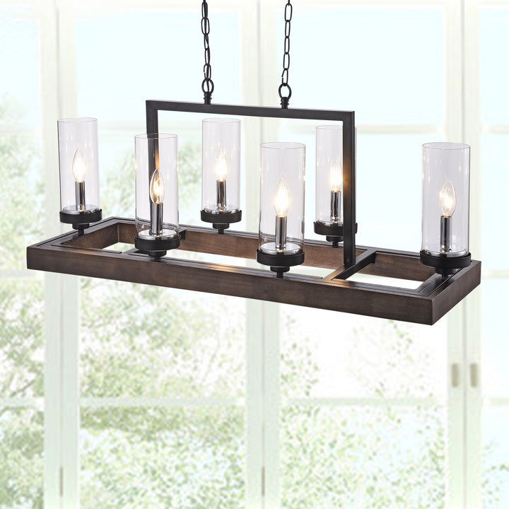 Maxax 6-Light Wood Pendant light for kitchen lsland #MX19031