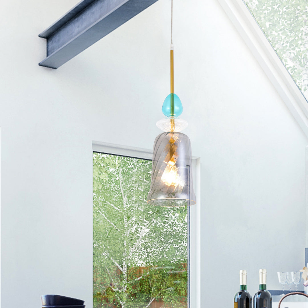 Maxax 1 - Light Single Drum Pendant with Wrought Iron Accents #19194