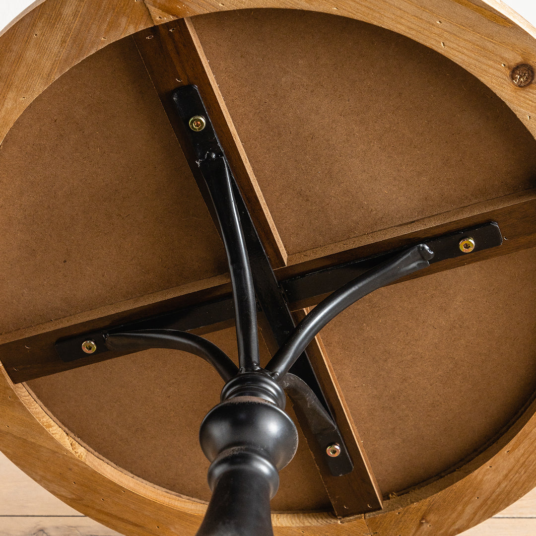 YUIlili Vintage Round End Table Living Room, Rusitc Side Table, Farmhouse Pedestal Table for Bedroom, Retro Wood Accent Tables for Home Decor, Patio Black #25002