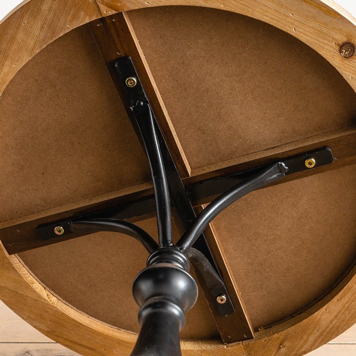 YUIlili Vintage Round End Table Living Room, Rusitc Side Table, Farmhouse Pedestal Table for Bedroom, Retro Wood Accent Tables for Home Decor, Patio Black #25002