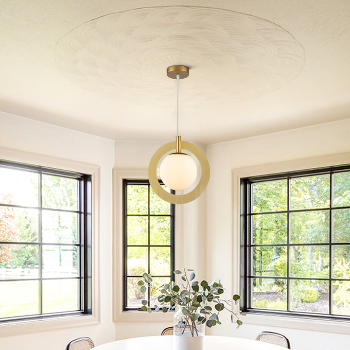 Maxax 1 - Light Single Globe Pendant with Wrought Iron Accents #MX5014
