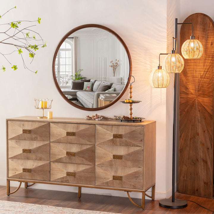 Clarity Walnut Round Mirror with Deep Frame #25021-WB