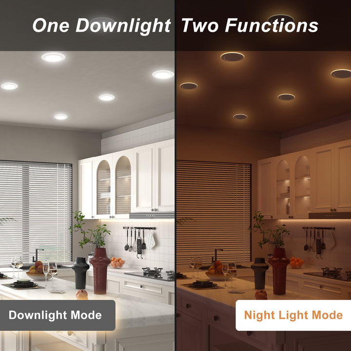 Maxax 6-Pack 6-Inch LED Recessed Ceiling Light with Night Light, Dimmable, Ultra-Thin Design, 2700K-5000K 5CCT, 840-1080LM 12W=120W, High Brightness Canless Wafer Downlight #MX6-12+3RD5CCT-6PK