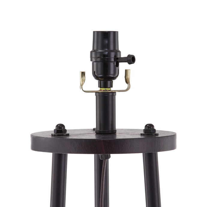 Modern Tripod Floor Lamp with Shelf and Oatmeal Shade #F66