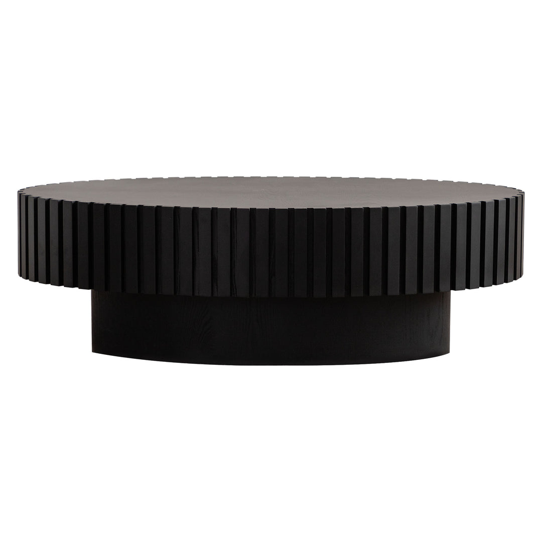 Timeless Round Coffee Table Handcrafted Relief Wooden Olive-Shaped Tea Table For Living Room #25013