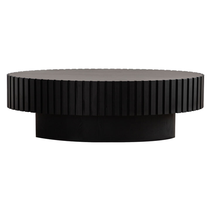 Timeless Round Coffee Table Handcrafted Relief Wooden Olive-Shaped Tea Table For Living Room #25013