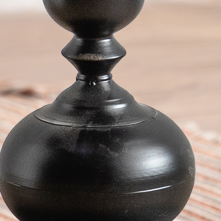 YUIlili Vintage Round End Table Living Room, Rusitc Side Table, Farmhouse Pedestal Table for Bedroom, Retro Wood Accent Tables for Home Decor, Patio Black #25002