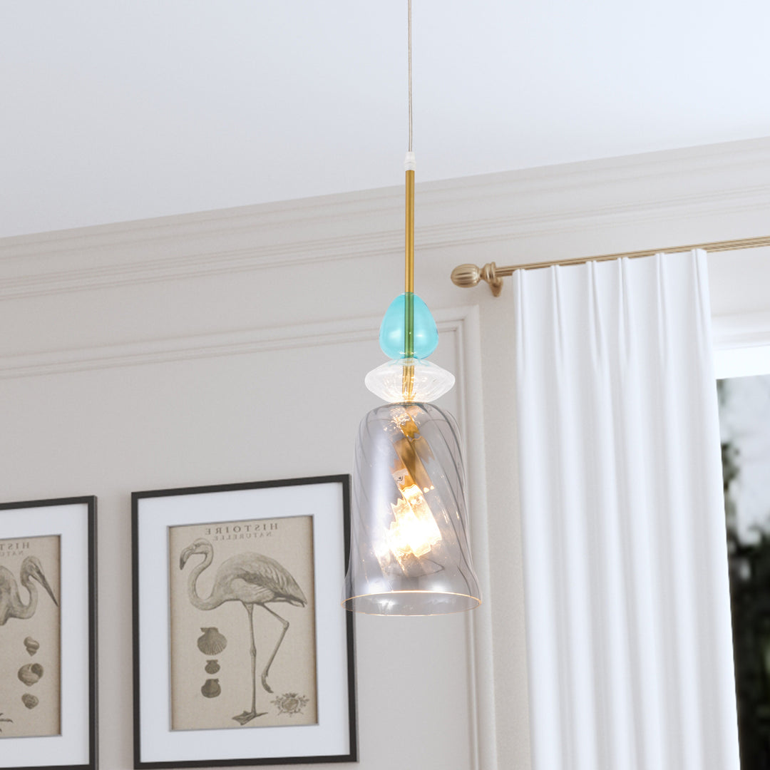 Maxax 1 - Light Single Drum Pendant with Wrought Iron Accents #19194
