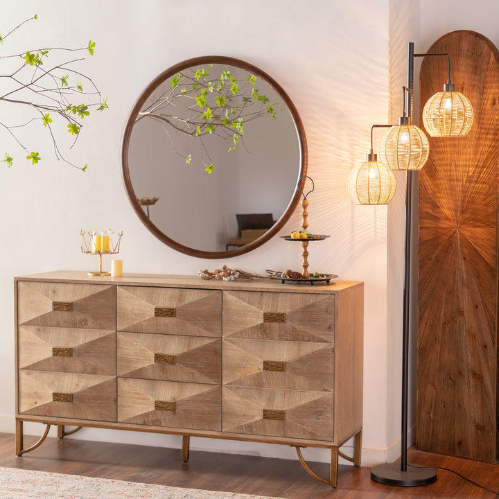 Clarity Walnut Round Mirror with Deep Frame #25021-WB