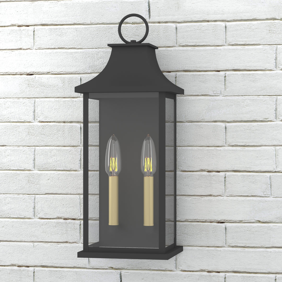 Lawyettle Bronze Smart Dusk to Dawn Outdoor Wall Light, 20.6" Large Outside Wall Sconce Light 2-Light, Modern Exterior Wall Lantern with Glass, Waterproof Outdoor Porch Light for House, Porch #MX7008