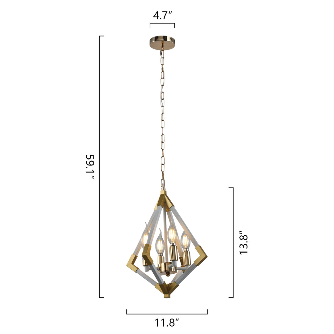 Maxax 4 - Light Lantern Geometric Pendant With Wrought Iron Accents #D158