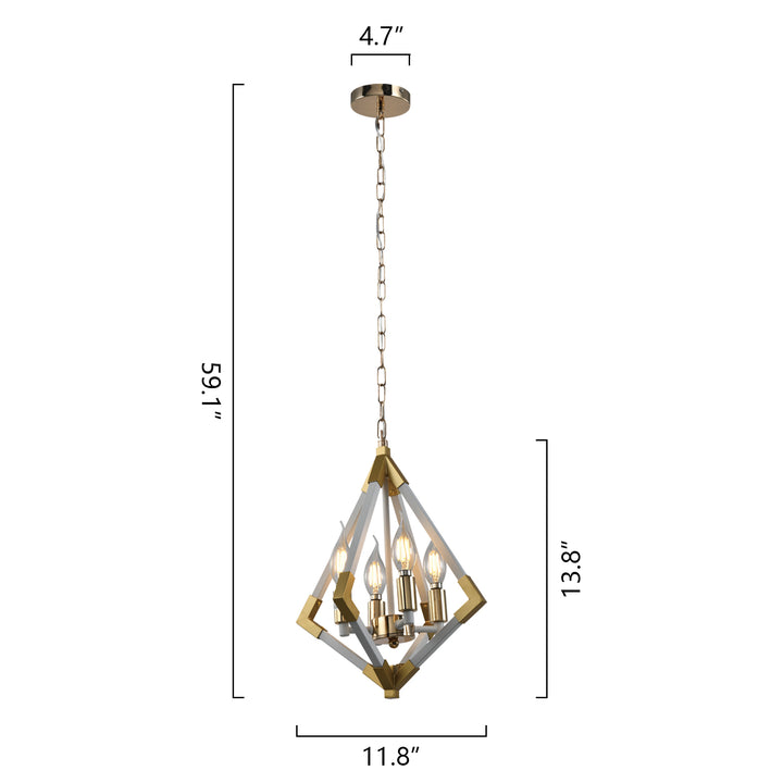 Maxax 4 - Light Lantern Geometric Pendant With Wrought Iron Accents #D158