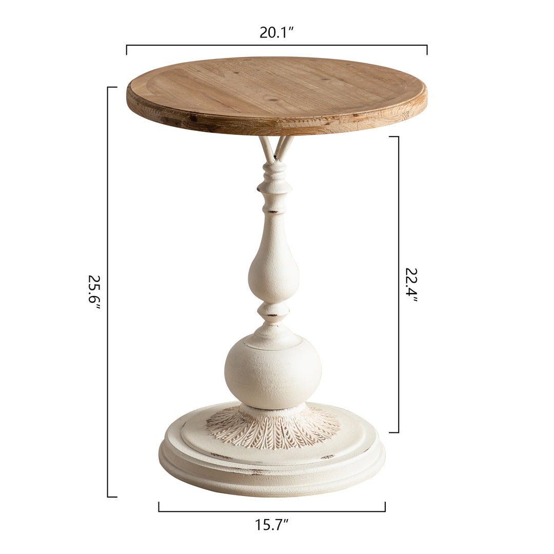 YUIlili Vintage Round End Table Living Room, Rusitc Side Table, Farmhouse Pedestal Table for Bedroom, Retro Wood Accent Tables for Home Decor, Patio Black #25002