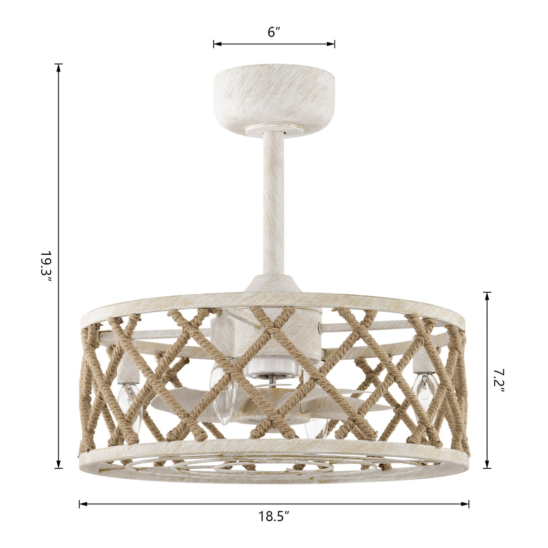 Maxax 19" Boho Caged Low Profile Ceiling Fan with Light and Remote, Stepless Color Temperature & 6 Speeds, Farmhouse Flush Mount Fan for Bedroom, Kitchen, Living Room, Kids Room #26001