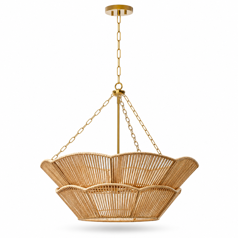 Shine 6-Light Floral Rattan Chandelier #48010